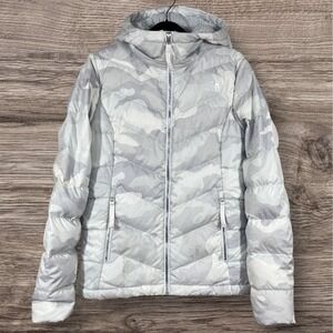 The North Face TNF 550 Down Puffer Camo Jacket Women S White Camouflage Hooded